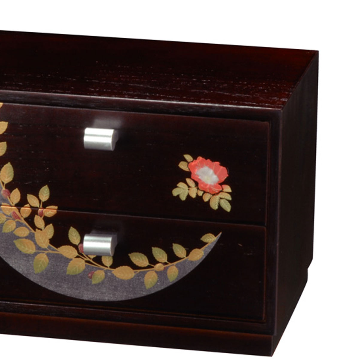 紀州塗り 蒔絵 梓 桐 二つ引きタンス 引出し 木製 桐 二段 チェスト