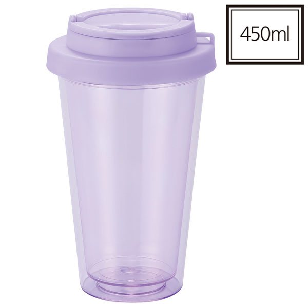 フラップ付き二重構造クリアタンブラー(ブルー)【グッズストアドット