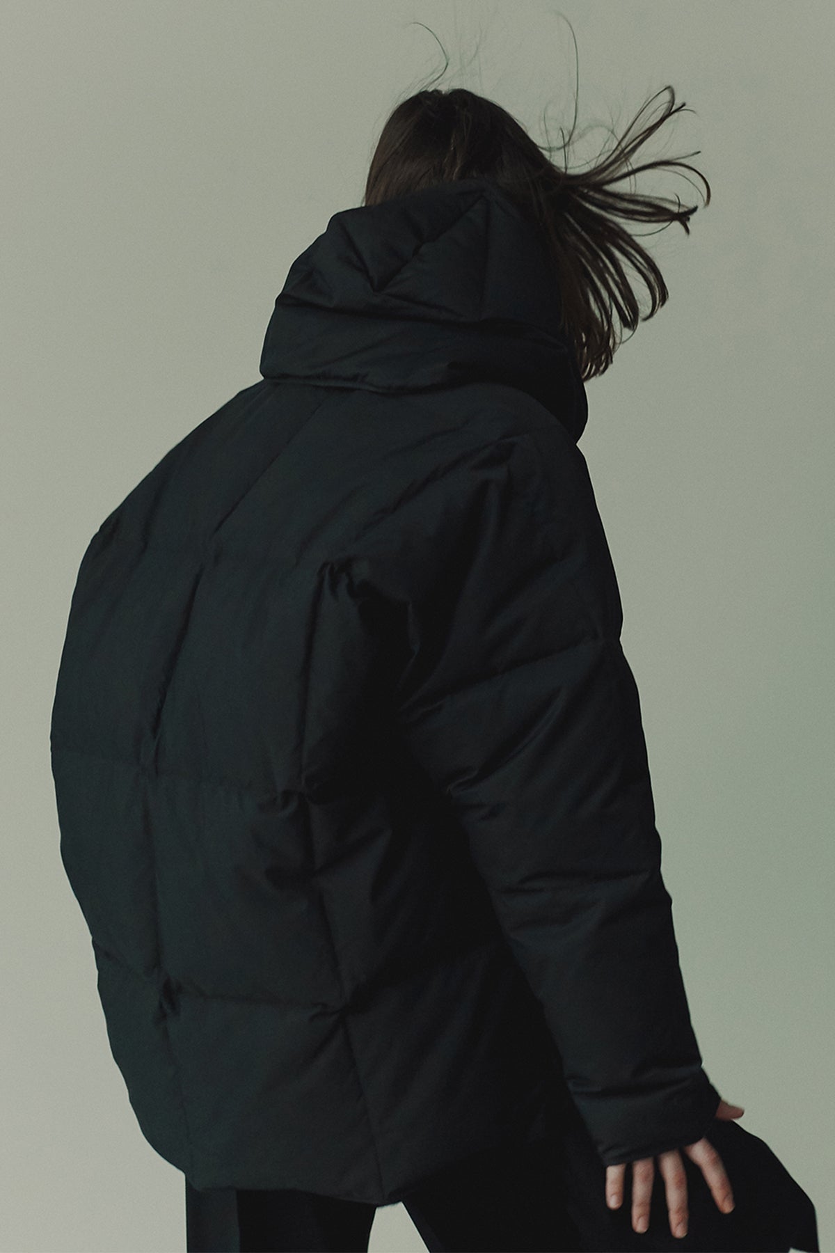 Hooded quilted-down cocoon down jacket – GOEN.J