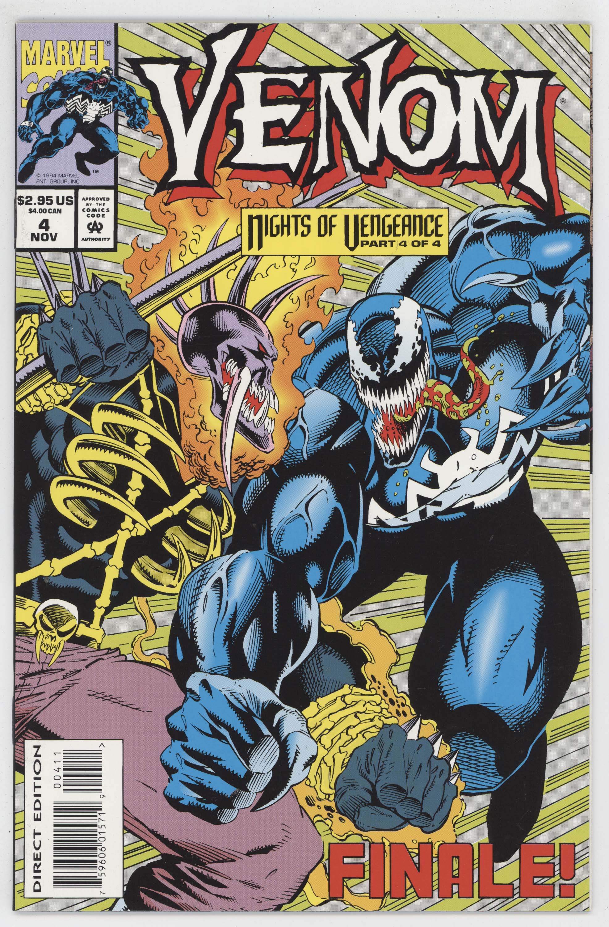 Venom Nights of Vengeance 4 Marvel 1994 NM- 9.2 Ron Lim Ghost