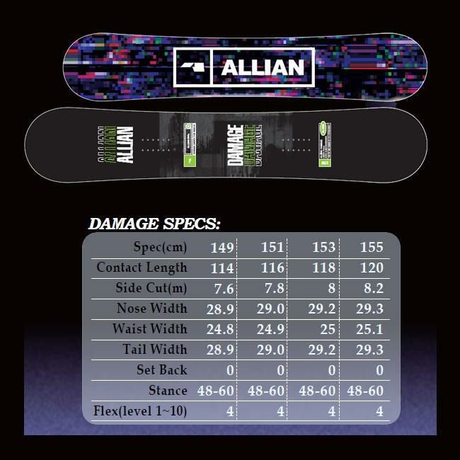 アライアン スノーボード ALLIAN DAMAGE 25-26 ダメッジ キャンバー