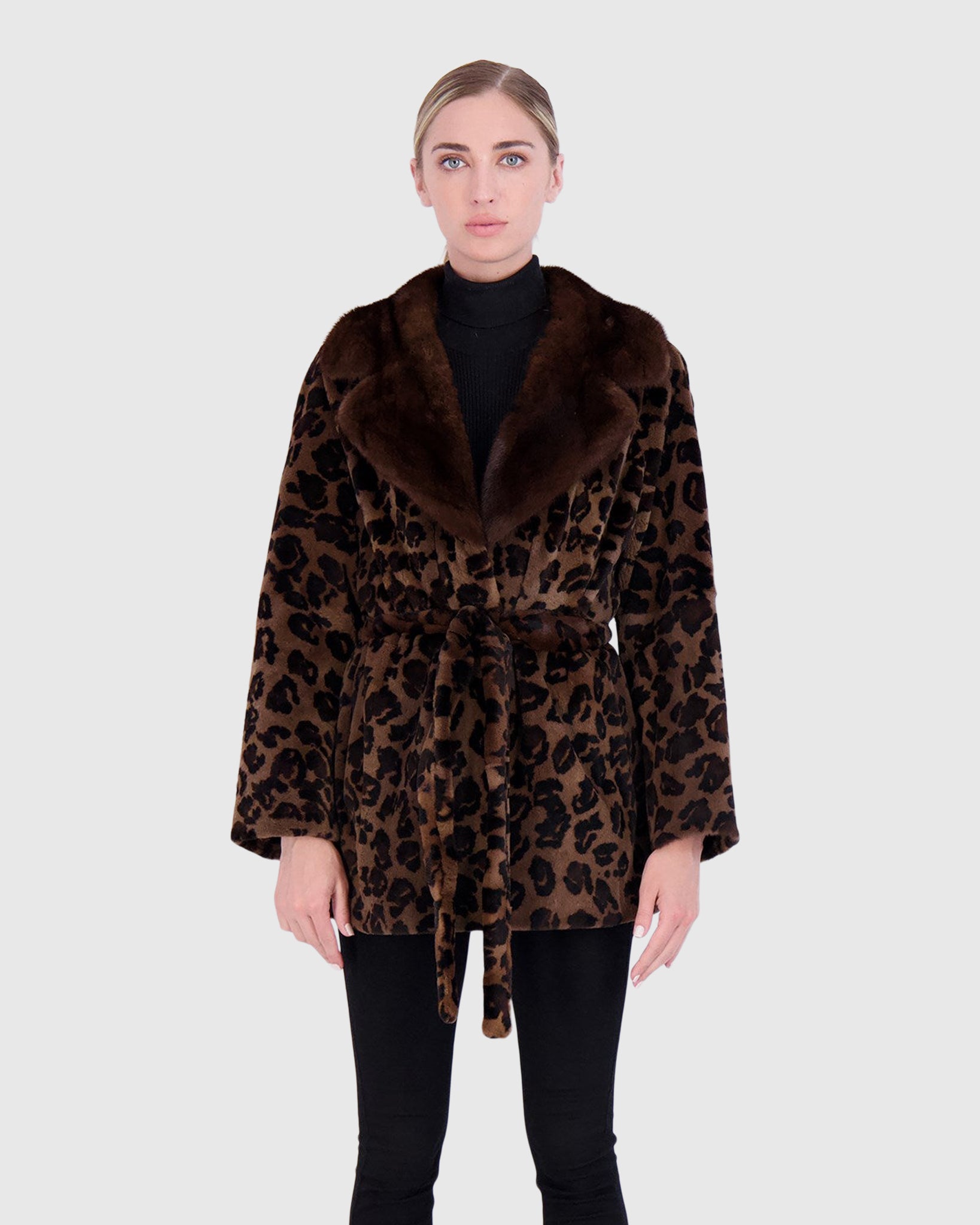 Sheared Mink Jacket with Belt