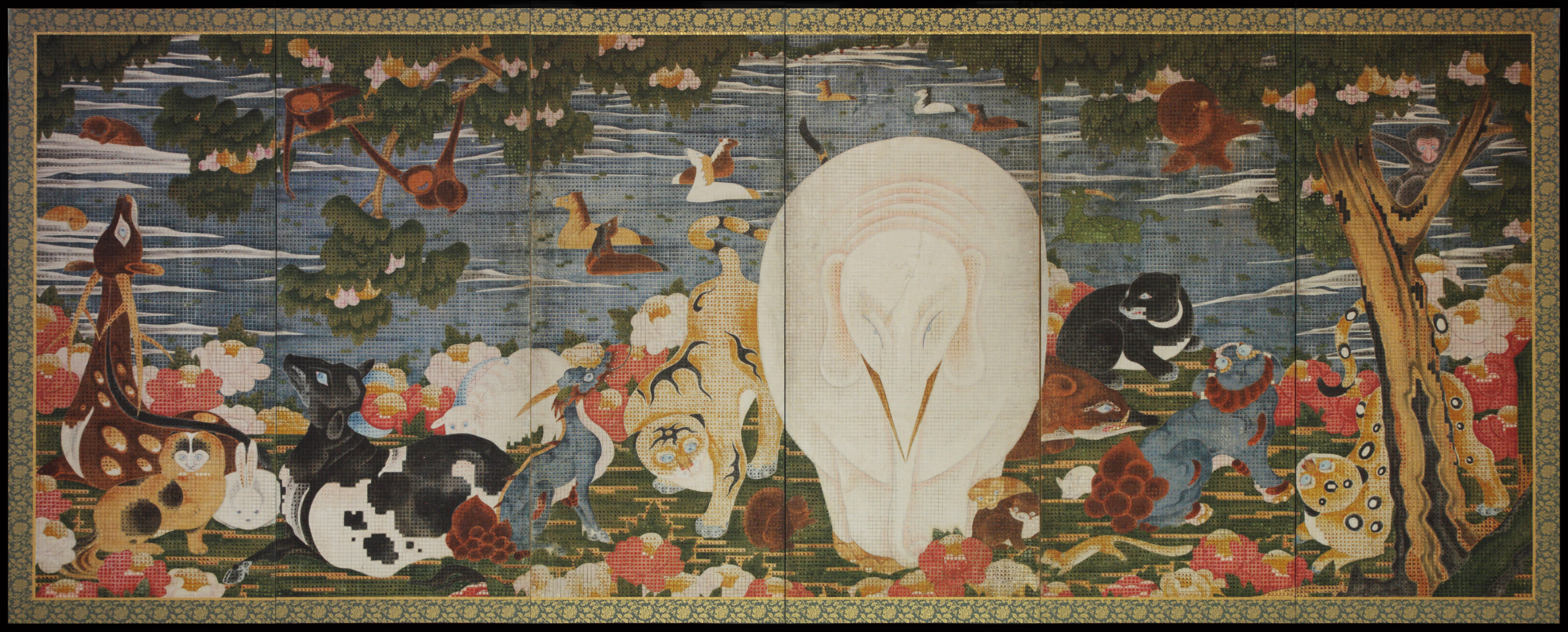 樹花鳥獣図屏風｜作品紹介｜キヤノン 綴プロジェクト｜キヤノングローバル