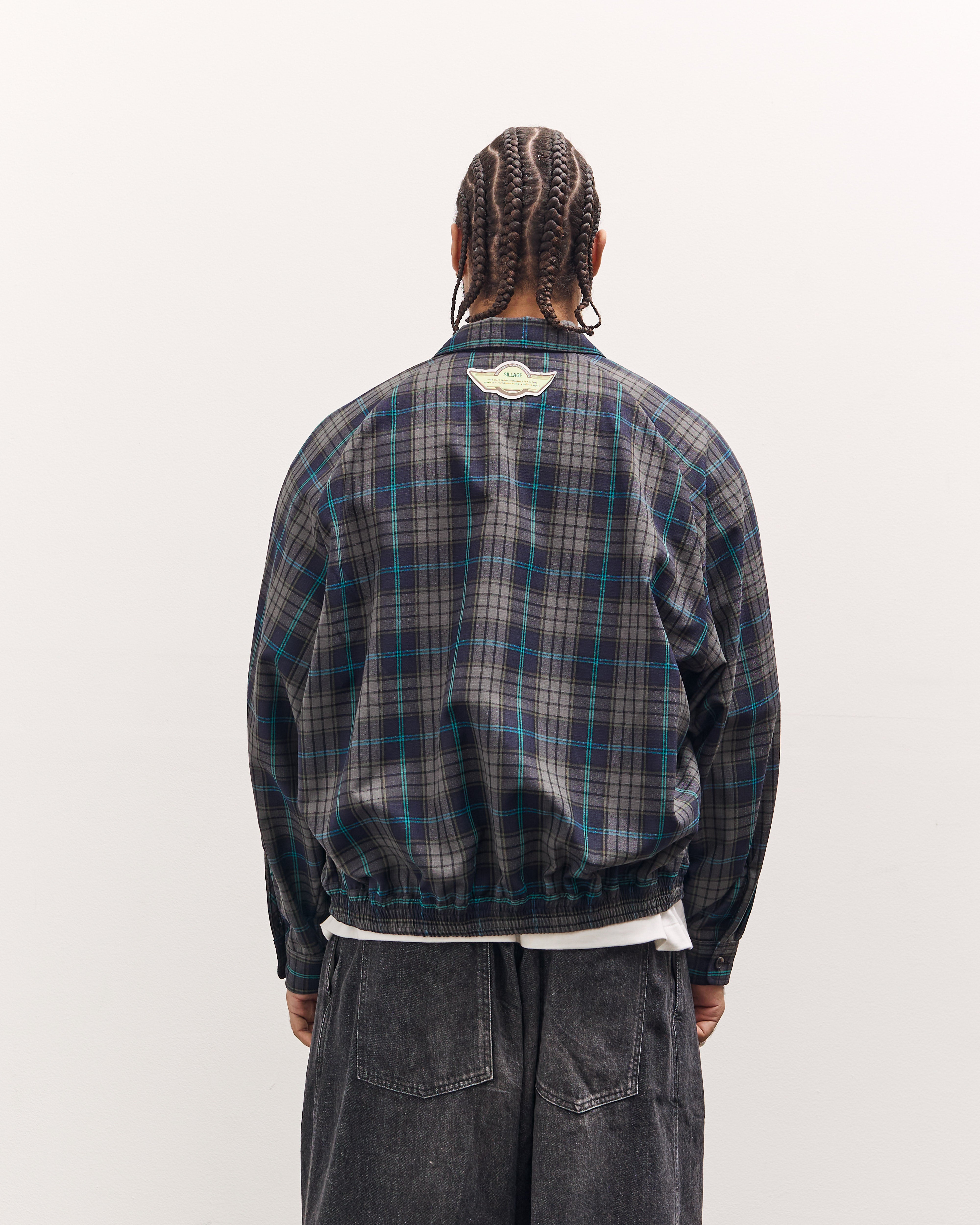 Sillage Zip Up Blouson Deadstock, Navy Plaid – Glasswing