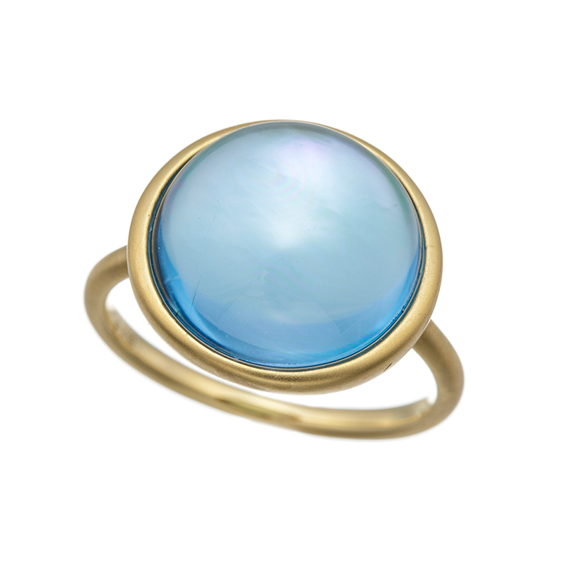 K18YG ブルートパーズ 白蝶貝 リング ｜ JEWELRY SQUARE