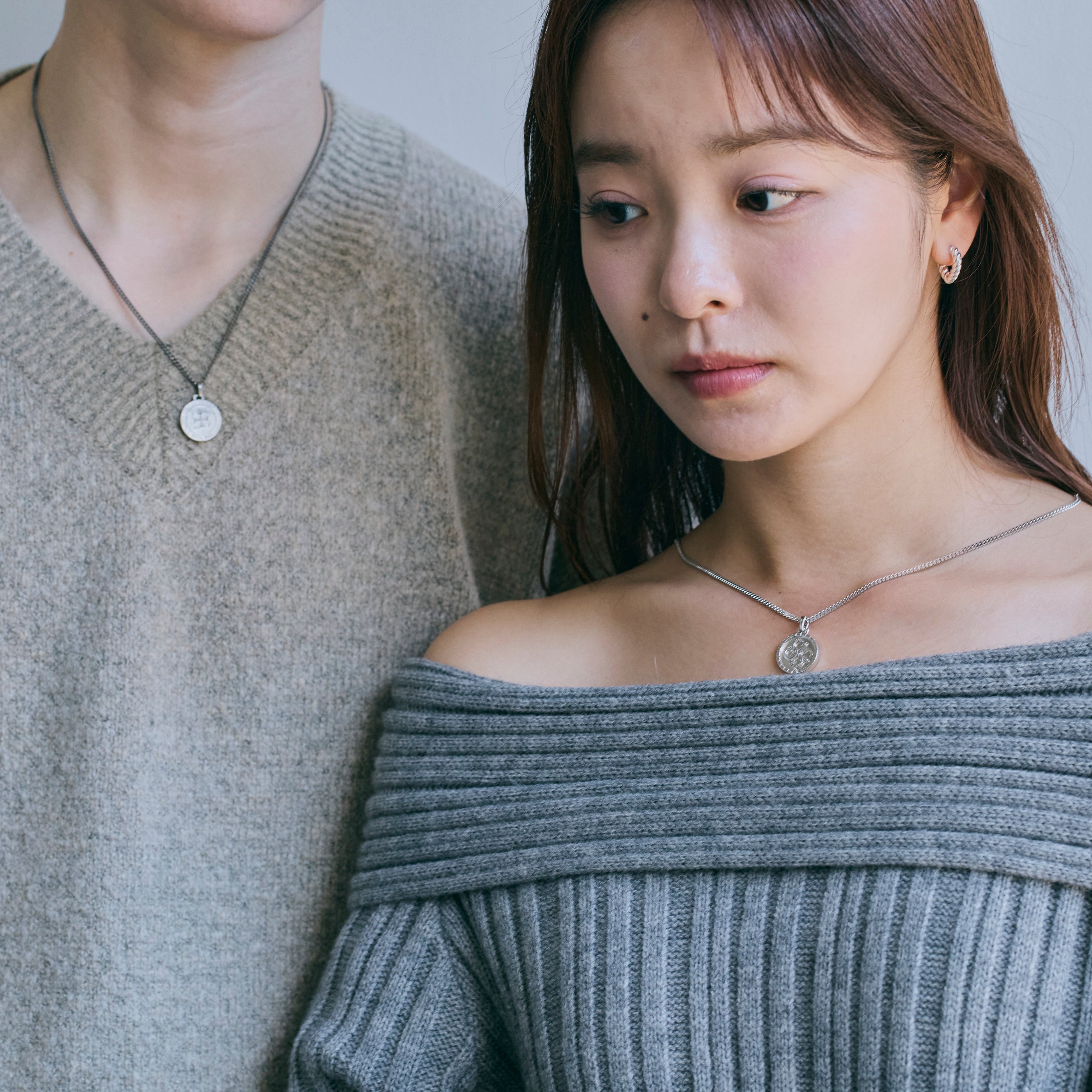 Cross Coin necklace 【SMOKED SILVER】 – GRAiL