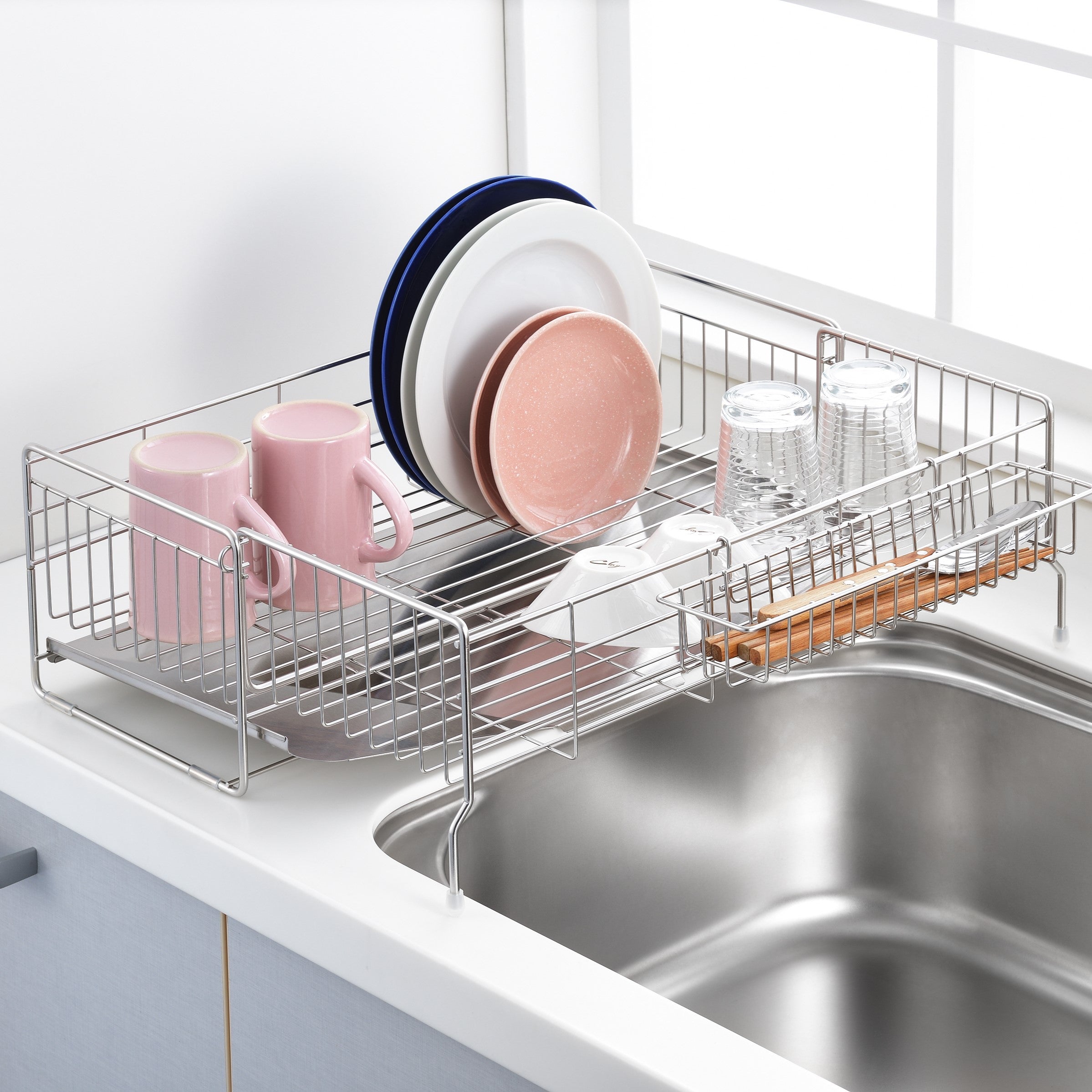 ヨシカワ 日本製 シンクサイド幅の広がる水切り深型 伸縮 幅20~37×奥行