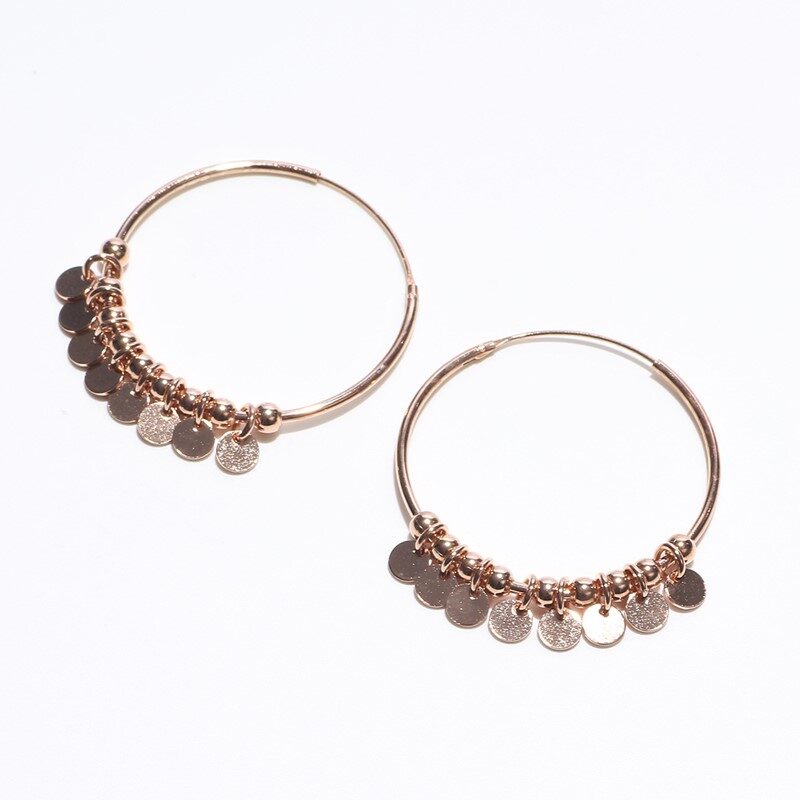 ビーズデザイン｜ローズゴールド｜フープピアス 大｜SV925スターリング