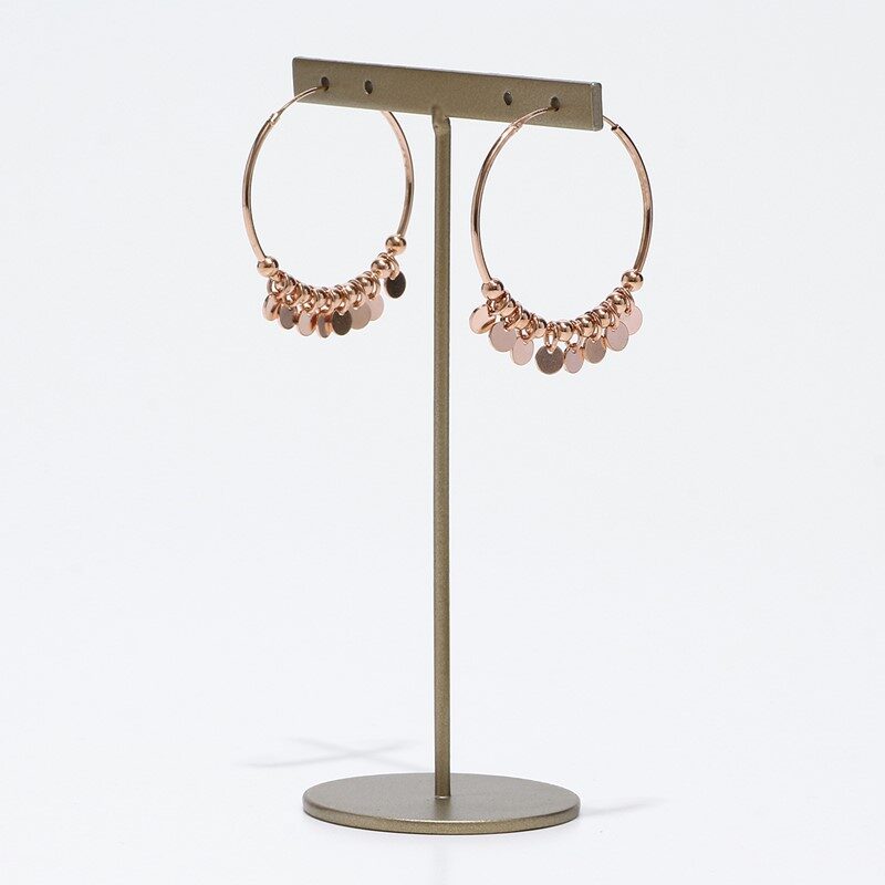 ビーズデザイン｜ローズゴールド｜フープピアス 大｜SV925スターリング