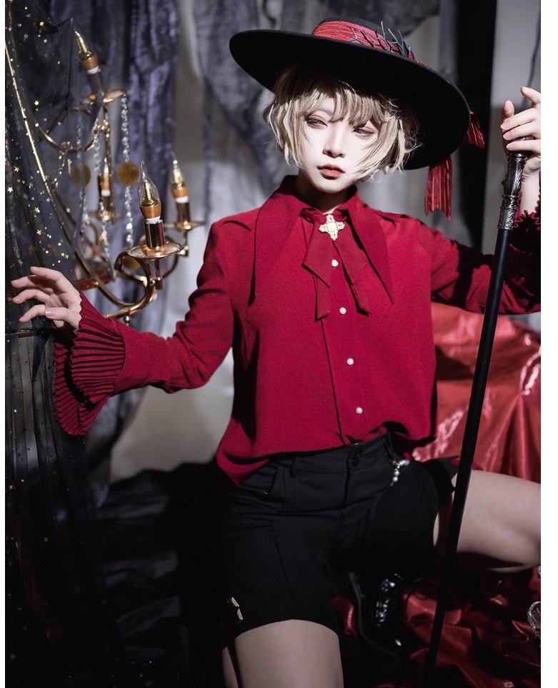 大魔法使いのシャツブラウス ポインテッドカラー 皇子系 – 個性的な