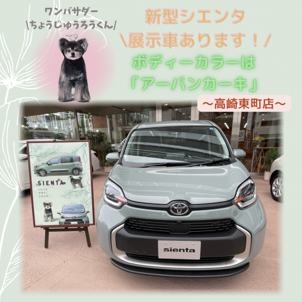 新型シエンタ展示車あります！ボディーカラーはアーバンカーキをご用意