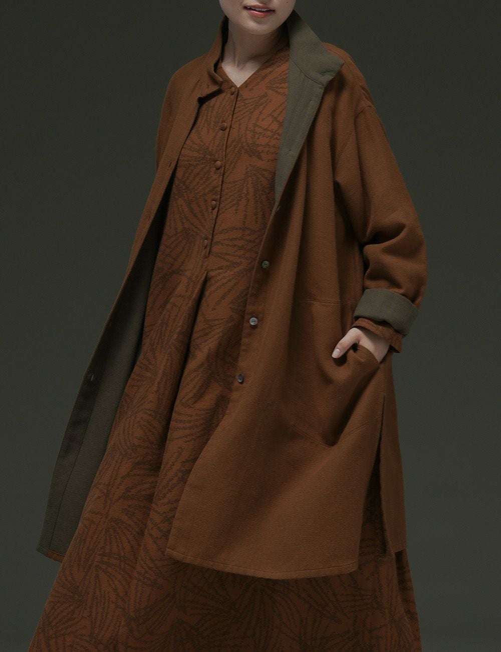 バイカラー二重織スカート菩提樹（ぼだいじゅ） | 石見銀山 群言堂