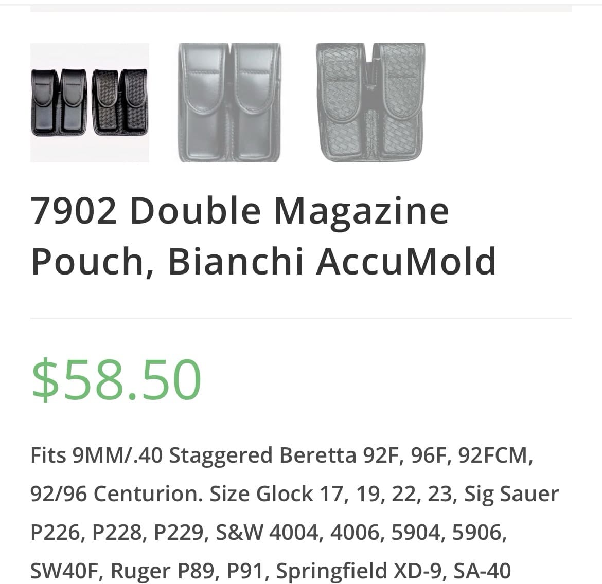 Bianchi double mag pouch beretta 92 | Gun Runners
