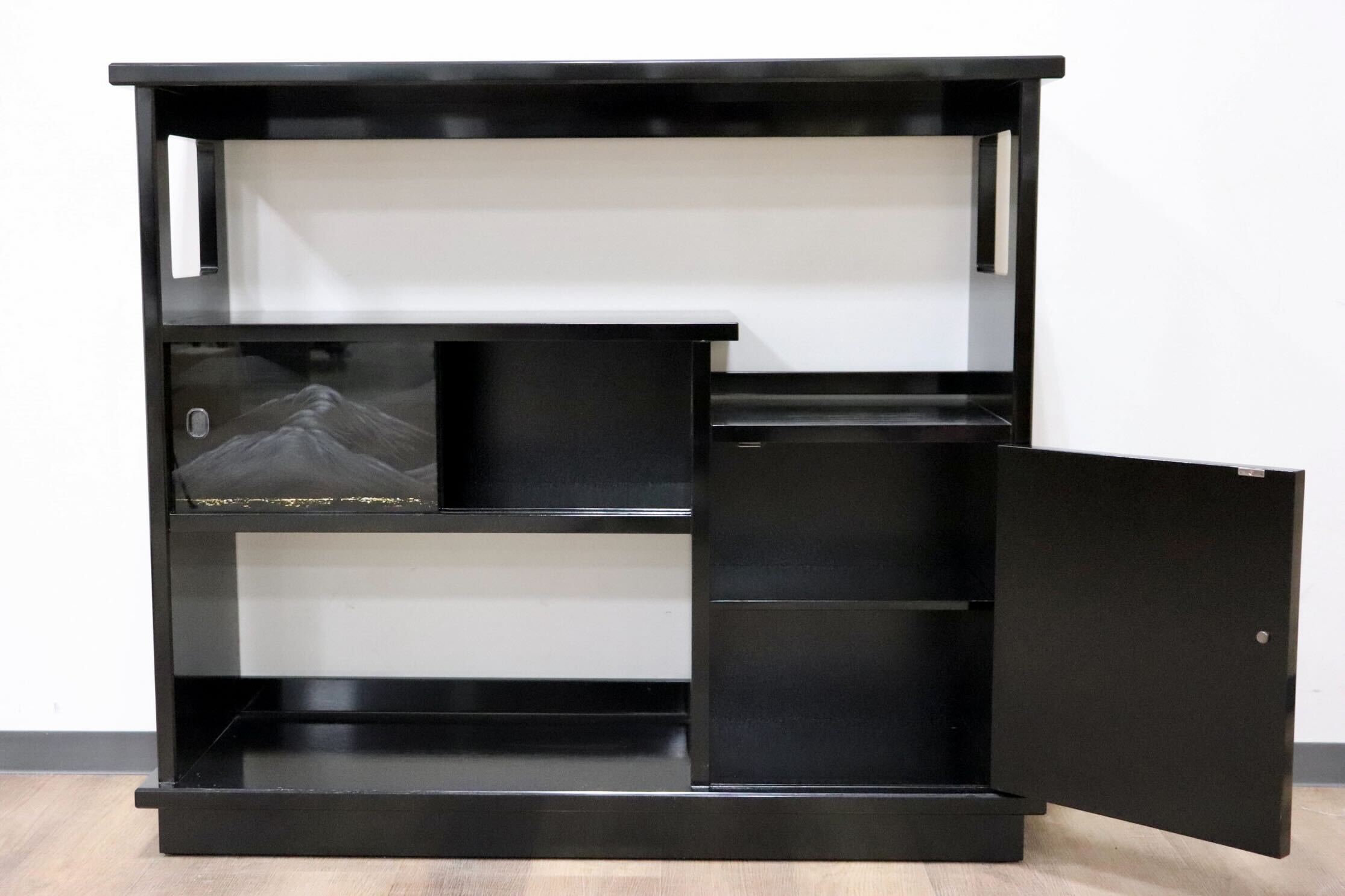 GMGF121○モリシゲ / MORISHIGE 有明 彫漆 飾り棚 茶棚 違い棚 和家具