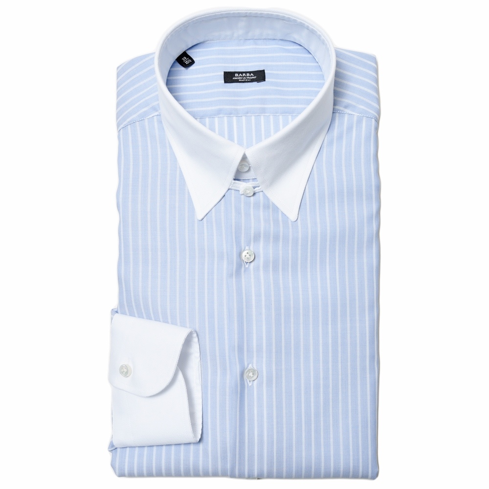 BARBA（バルバ）TAB コットンピンオックスストライプタブカラー