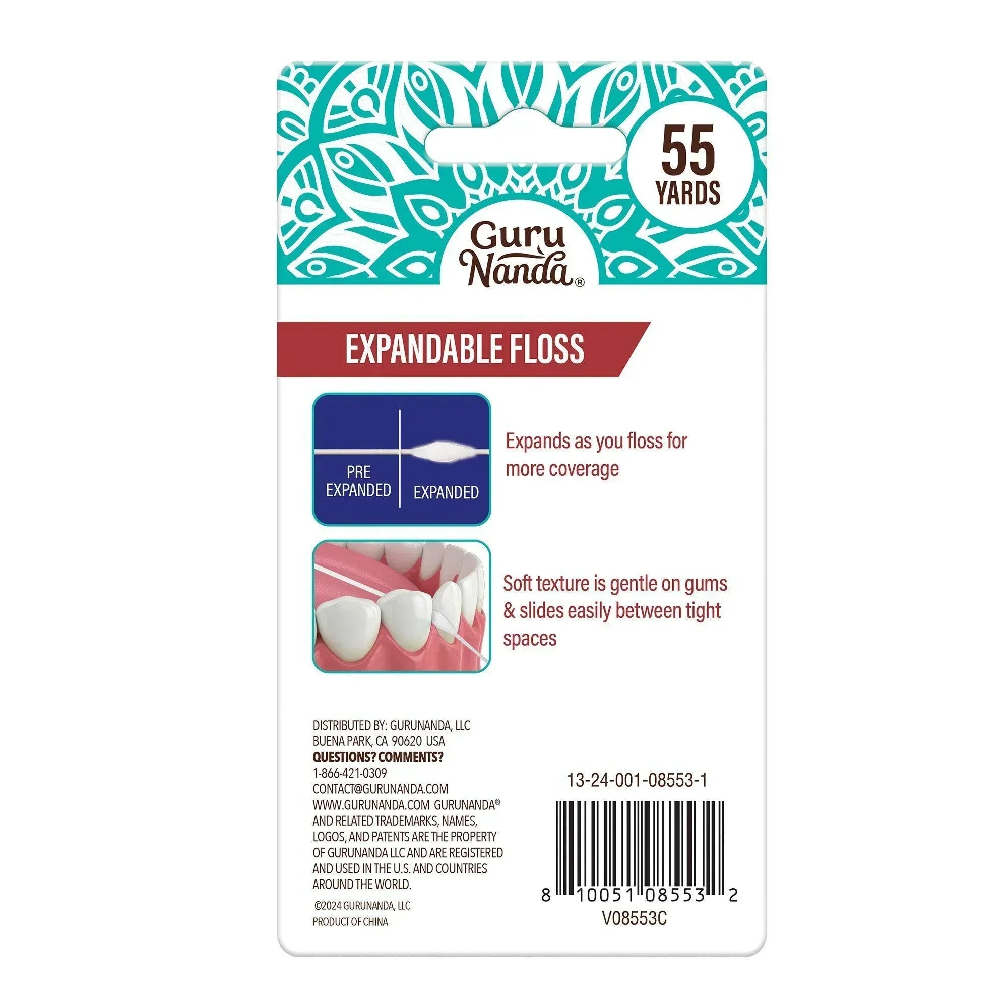 GuruNanda's Cinnamon Flavored Expandable Dental Floss - 55 Yards