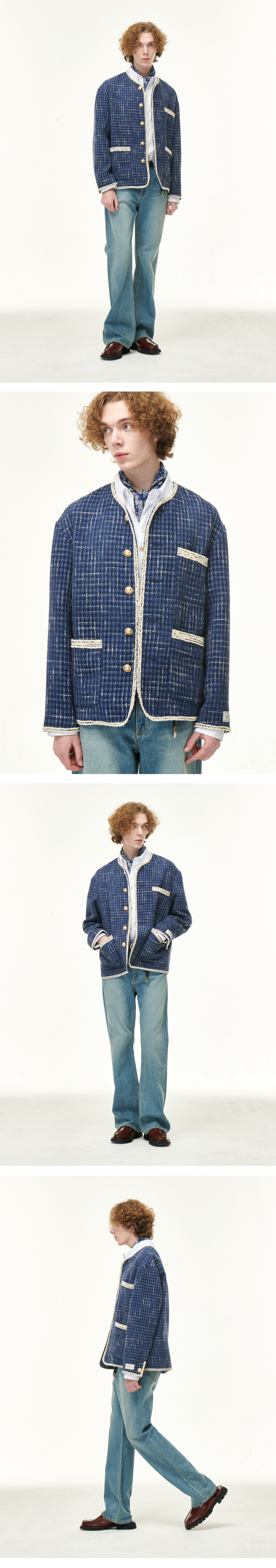 MUSINSA公式 | SATUR モルトンツートンツイードジャケットリゾートブルー