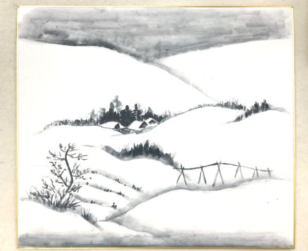墨だけで描く雪の風景（2月手本） – 大阪の水墨画・墨彩画教室なら