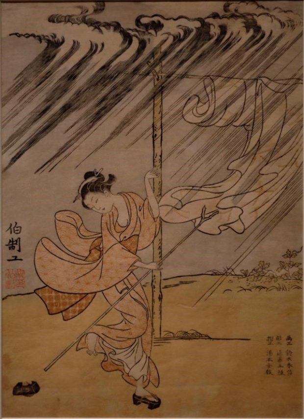 鈴木春信「夕立」 明和2（1765）年の絵暦 - 浮世絵あれやこれや（和樂