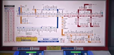東武 - 駅の運賃表