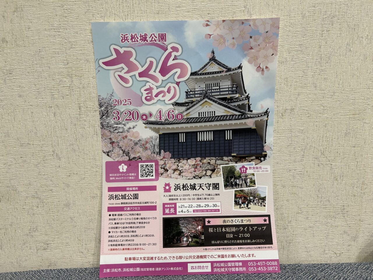 浜松市】浜松城公園でさくらまつりが2025年3月20日から4月6日に開催