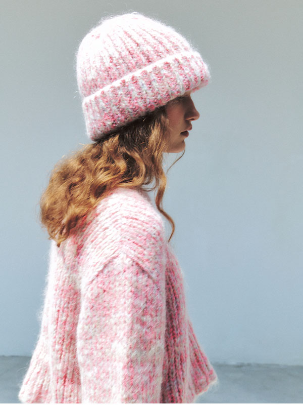 アルパカキッドモヘアブレンドキャンディークロップニット - ピンク