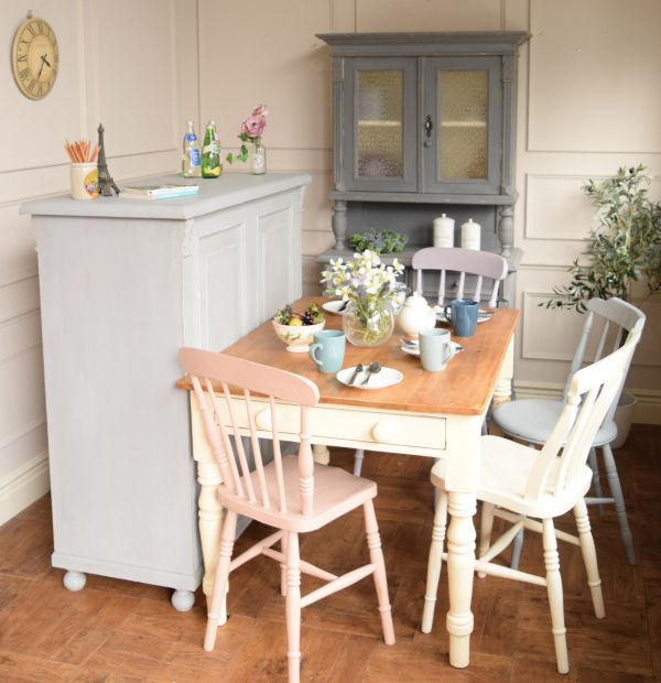 アンティークのキッチンチェア、白いペイントのイギリスの椅子(d-918-c