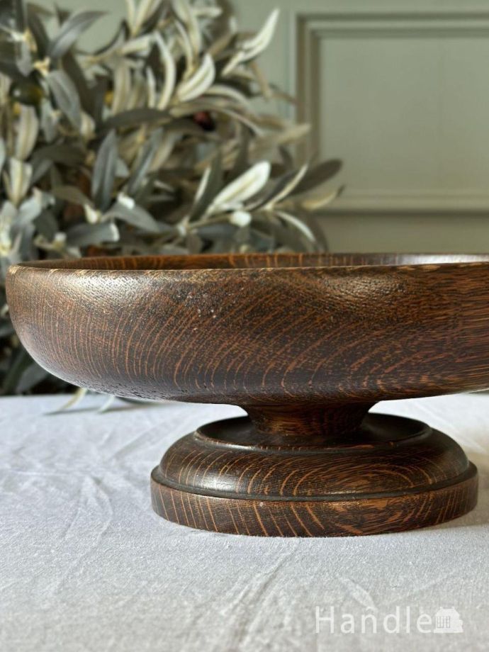 英国アンティークのおしゃれな木製ケーキスタンド、オーク材の