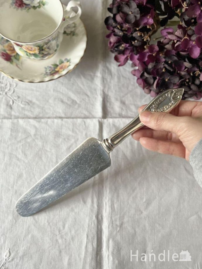 アンティークのシルバーカトラリー、シルバープレートのケーキサーバー