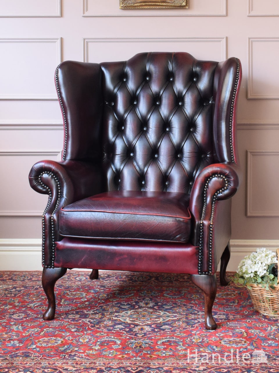 フランス生まれのサロンチェア、大人色のアンティークプチポワンチェア