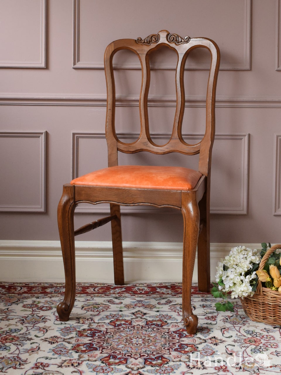 フランスのアンティークチェア、猫脚のエレガントなサロンチェア(q-396