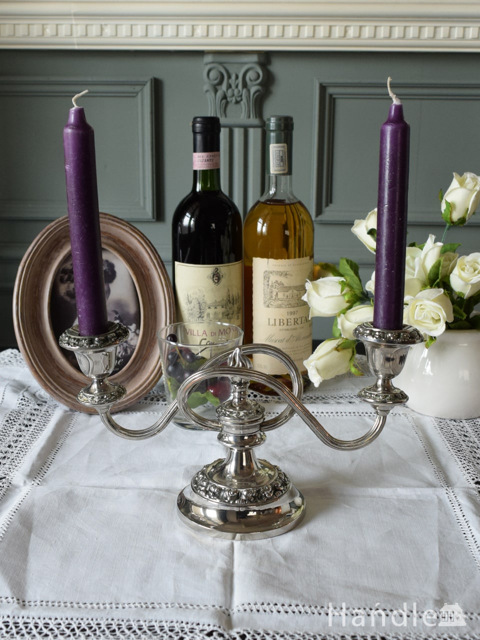 イギリスから届いたキャンドルスタンド、シルバープレートの2本用の