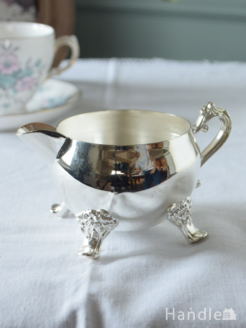 英国製シルバープレートのミルクポット、アンティークのミルク