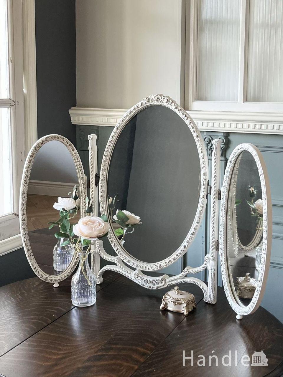 ゴールドのフレームが素敵なイギリス輸入のアンティークミラー(k-2043