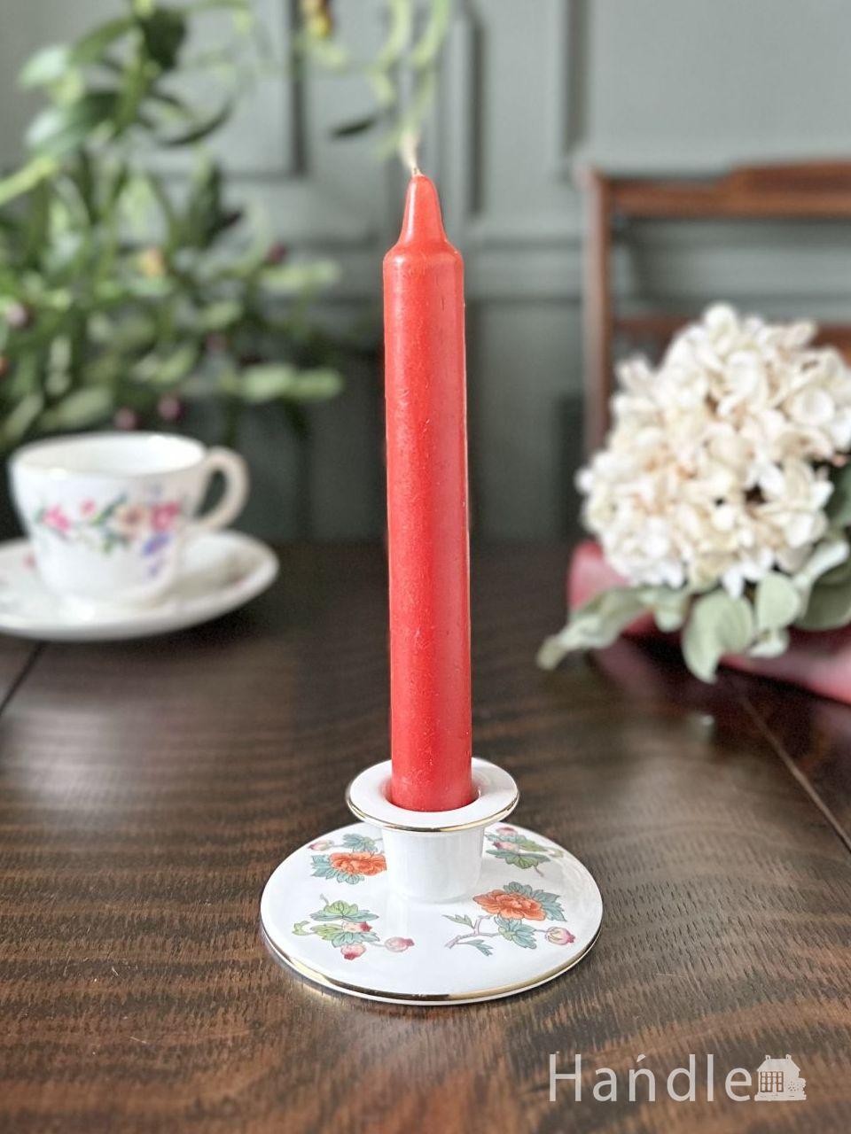 英国アンティークガラスの燭台セット、星の模様がおしゃれなロウソク