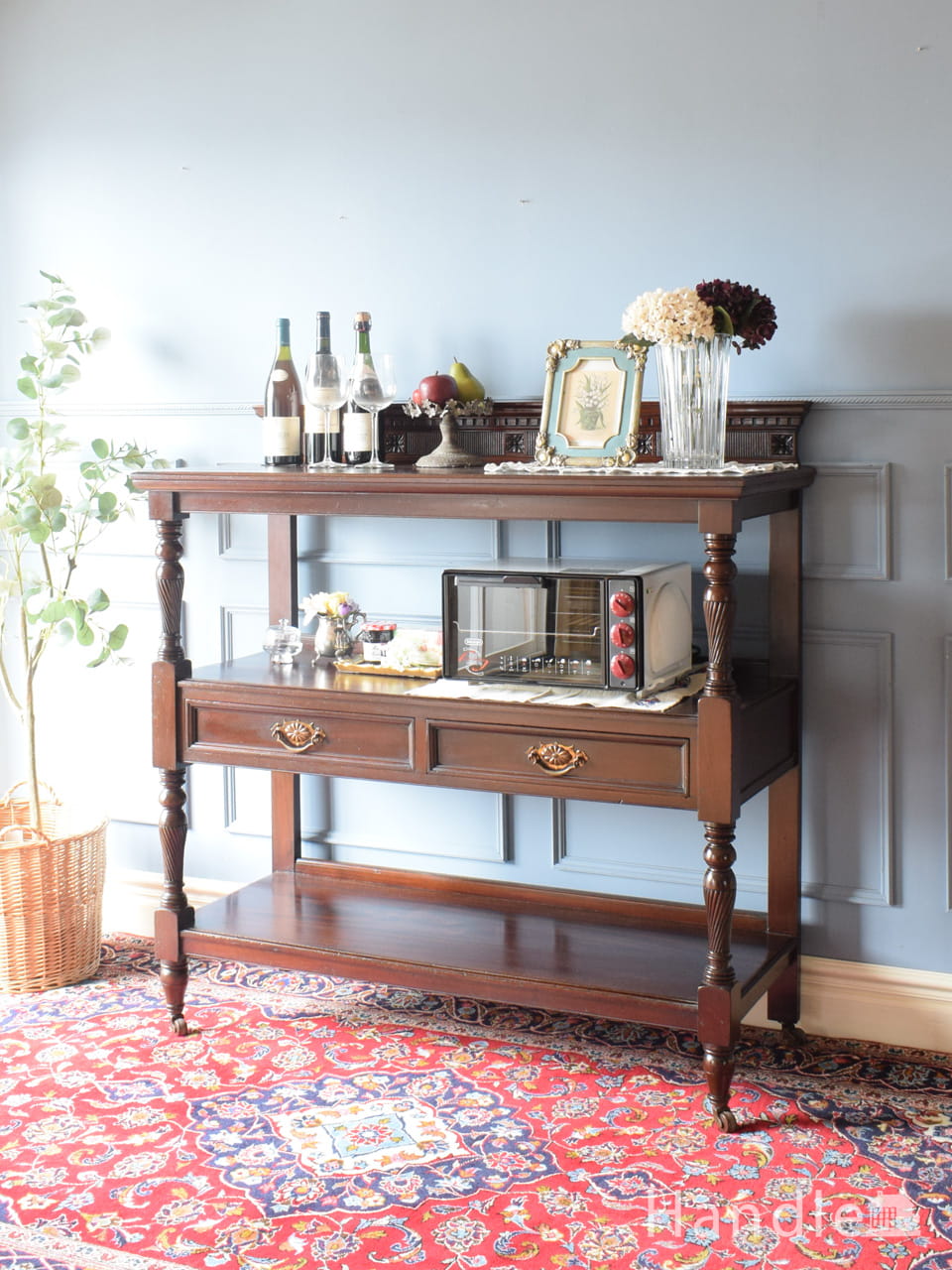 アンティークのオープンシェルフ、イギリスの高級感のあるオープン