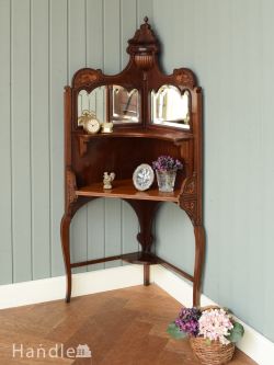 芋助様☆イギリス アンティーク コーナー シェルフ4段 オーク材