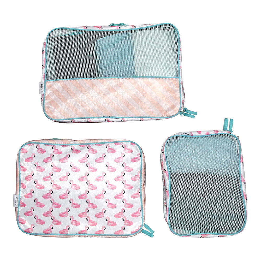 3 Piece Packing Cube Set Flamingo – Hang Accessories