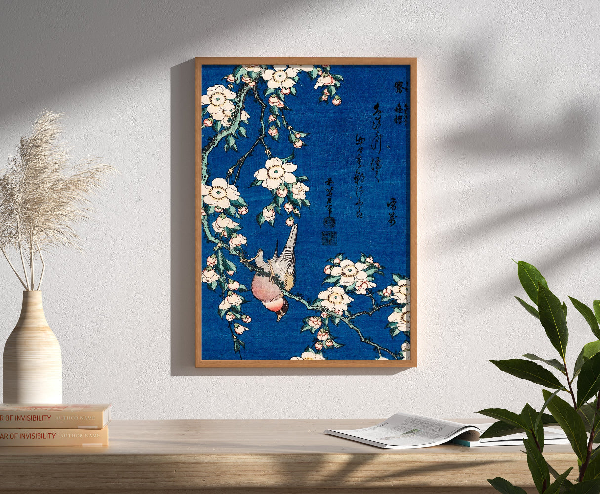 鷽に垂桜 / 葛飾北斎 日本製 木版画複製 絵画 浮世絵 - ハイカラ美術館