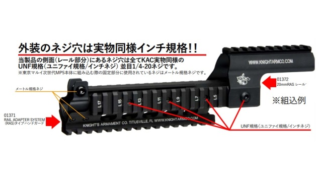 WIITECH マルイ 次世代 MP5/VFC MP5用 KAC MP5 RAS用20mmレールマウント