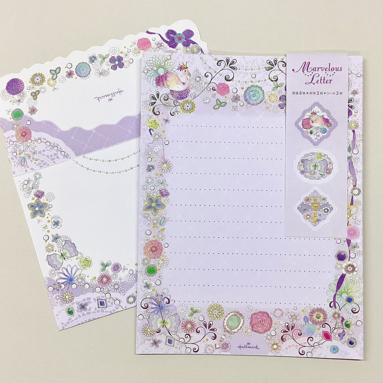 パープルジュエリー【レターセット／マーベラスレター／ふじわらてるえ