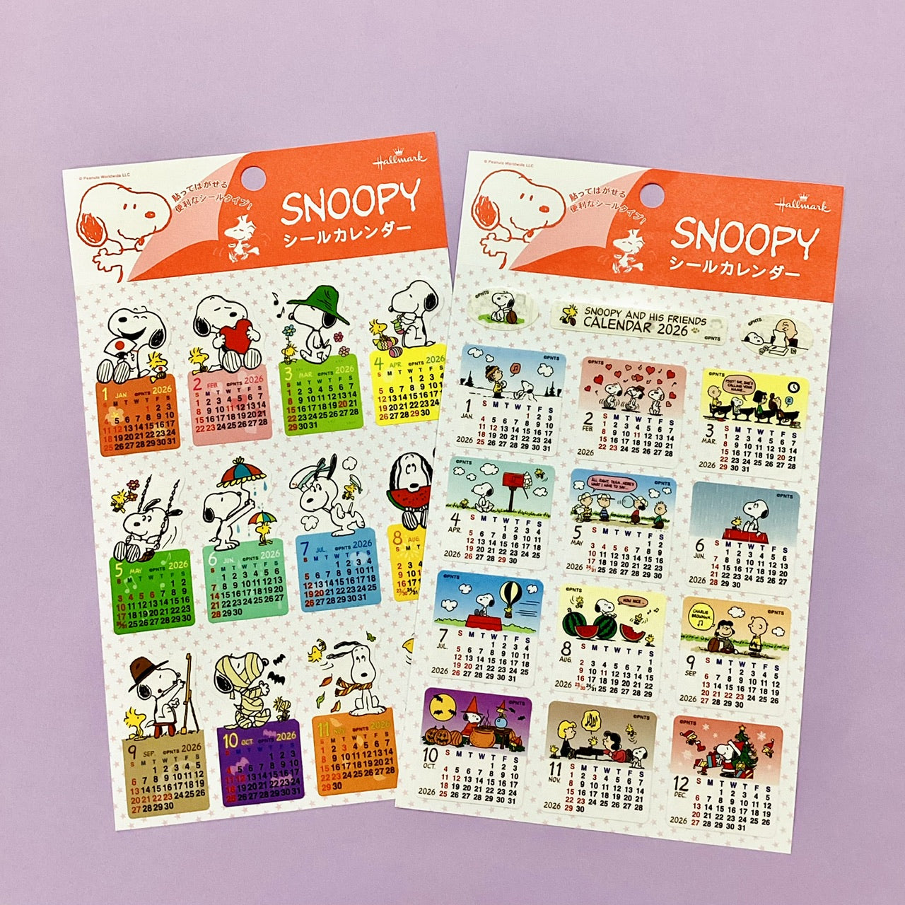 スヌーピー ダイカット【カレンダーシール 2026】日本ホールマークの