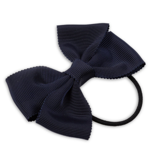 お受験 ヘア 紺 ひとつ結わき用 ツインリボン太ヘアゴム グログラン
