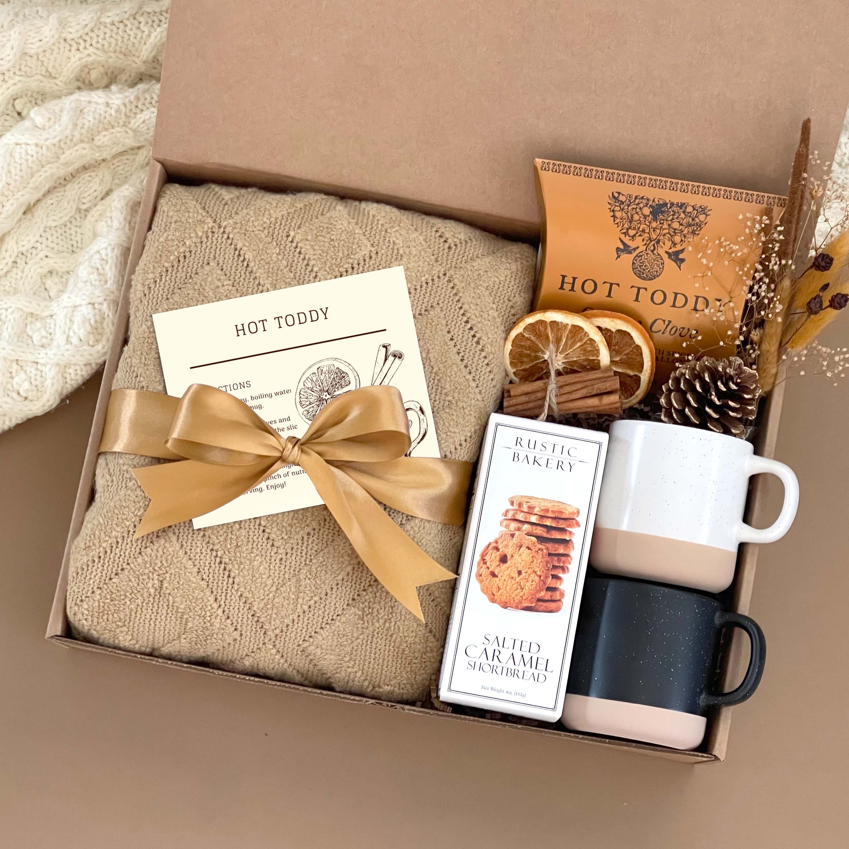Gift Basket for Couples | Gift Set with Two Mugs, Hot Toddy Mix