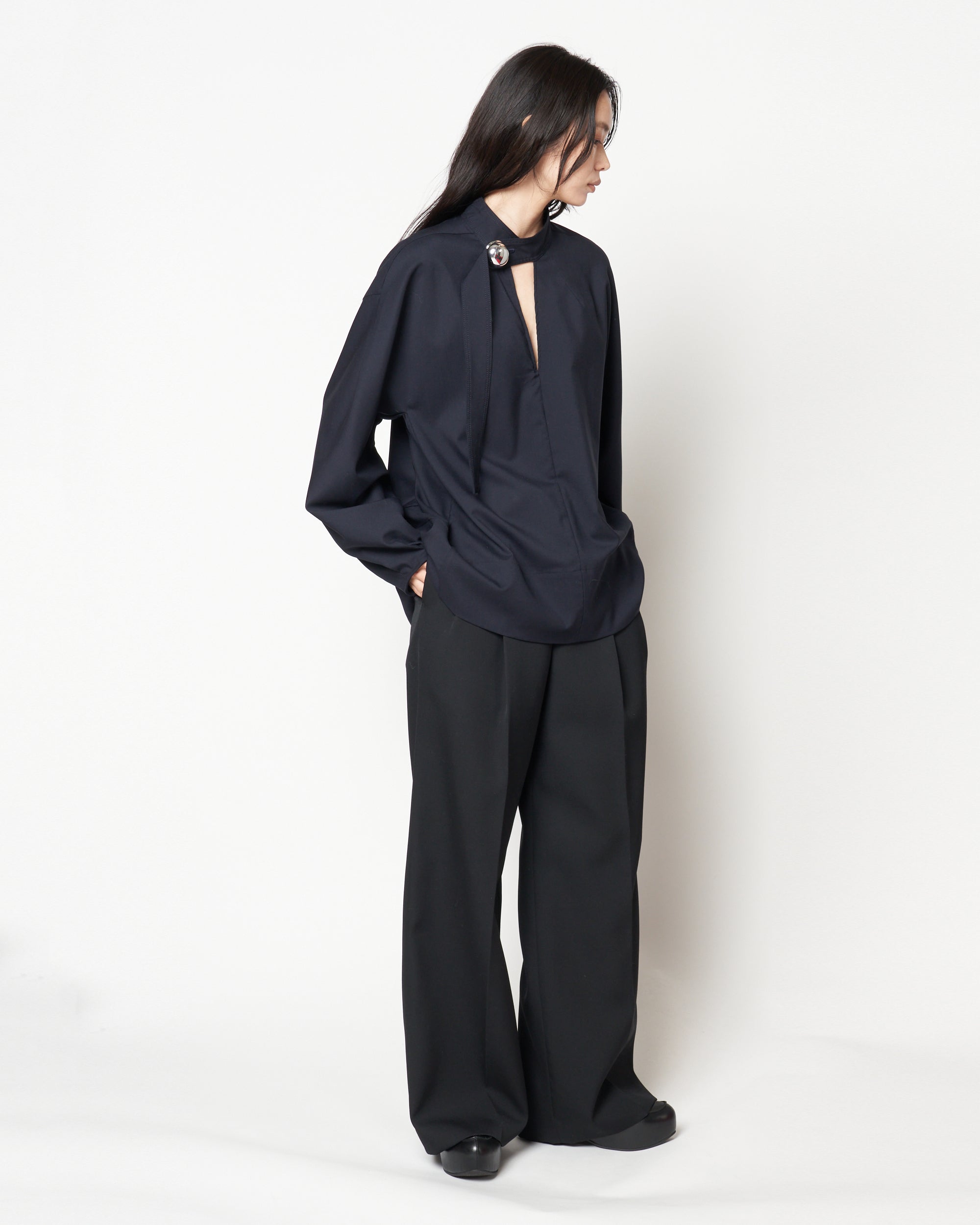 HEPBURN - WOOL BLOUSE WITH BUTTON – HARUNOBUMURATA
