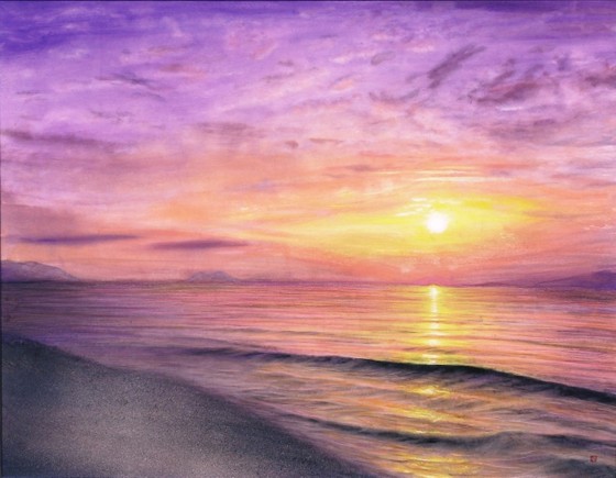 今治・織田が浜の夕暮れ」: 井上晴雄。絵画作品集（各作品の文章付き）