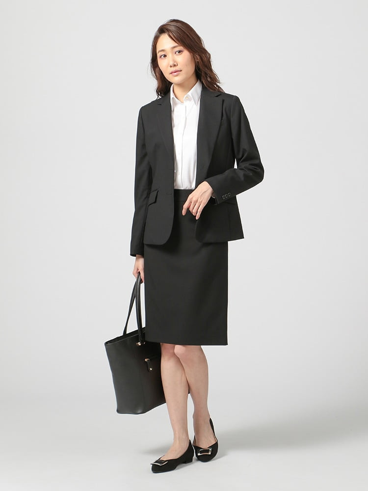 SOFFICE 黒無地 スカート ウォッシャブル【レディース】 A1337406081