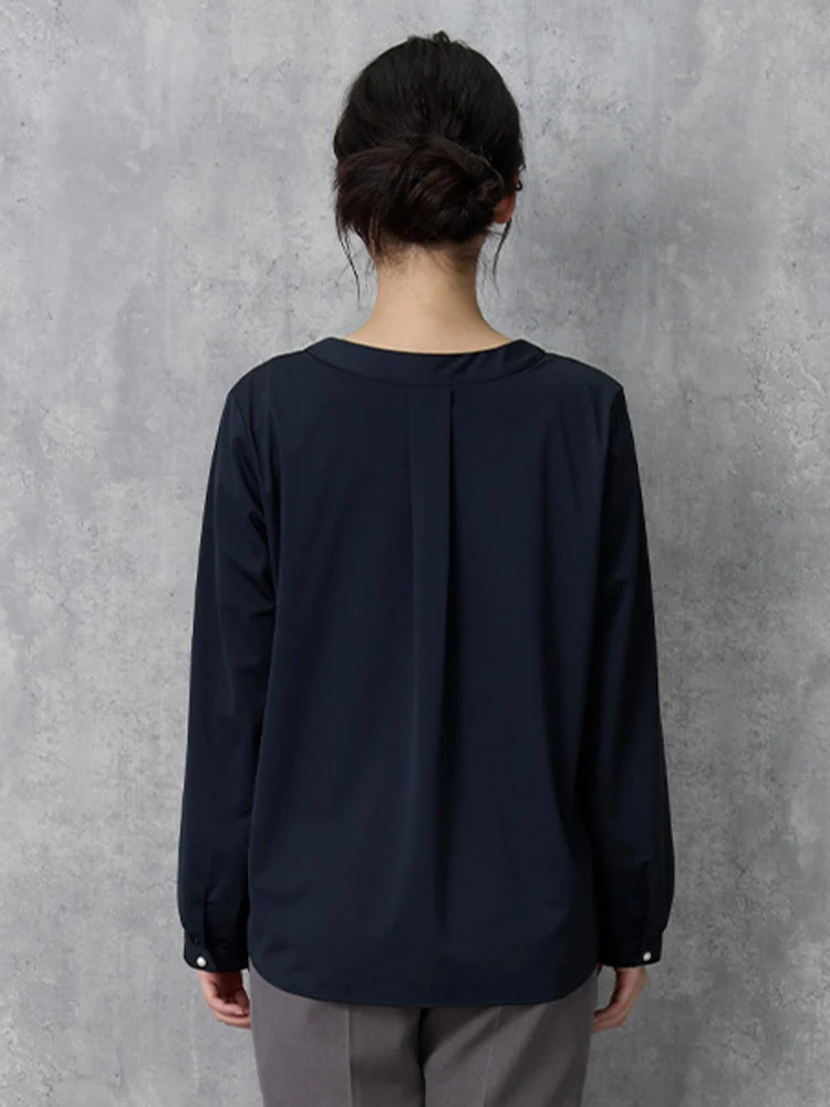 ブラック 【ストレッチ】長袖 ボウタイブラウス【WEB限定】形態安定 UV