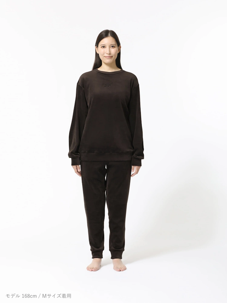 ピンク 【テンシャル】BAKUNE Velour Long Sleeve Crew Neck Unisex