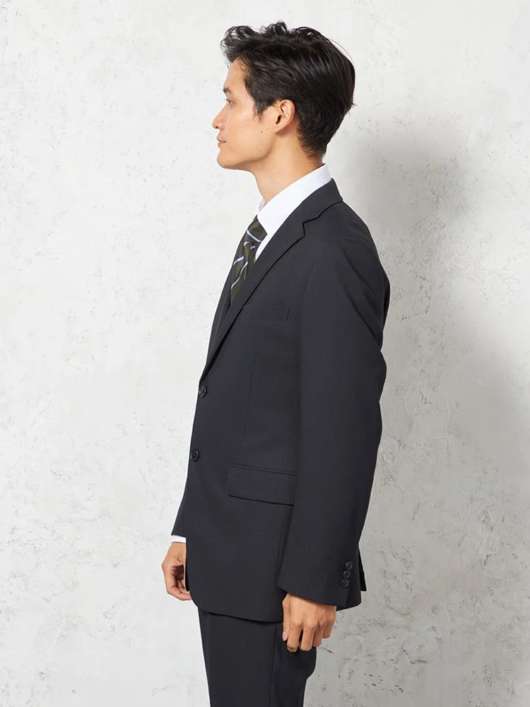 スーツ 2つボタン【WEB限定】上下ウォッシャブル 千鳥格子 ネイビー